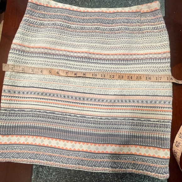 Dalia Tweed Geometric Lined Ivory & Orange & Gray Mini Skirt W Zipper Size 4 - Picture 8 of 14